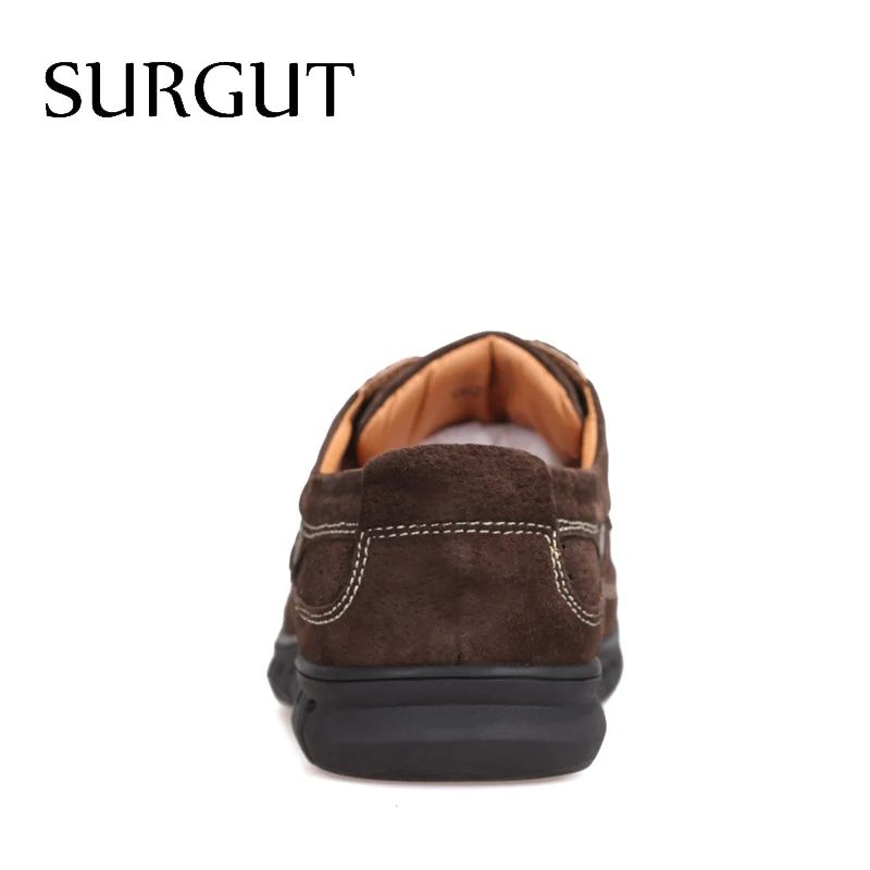 Dark Brown Vaca khaki Confortáveis Surgut Homens Negócios Britânico yellow Os Respiráveis Marca De Rachado Da Moda Camurça Plana Couro Sapatos Para Oxford Brown nUSqp