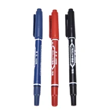 3 Colors Permanent Paint Marker Pen Twin Tips Doubled Headed Hook Line For CD DVD Media Disc Quick-drying Writing Pens 1PC