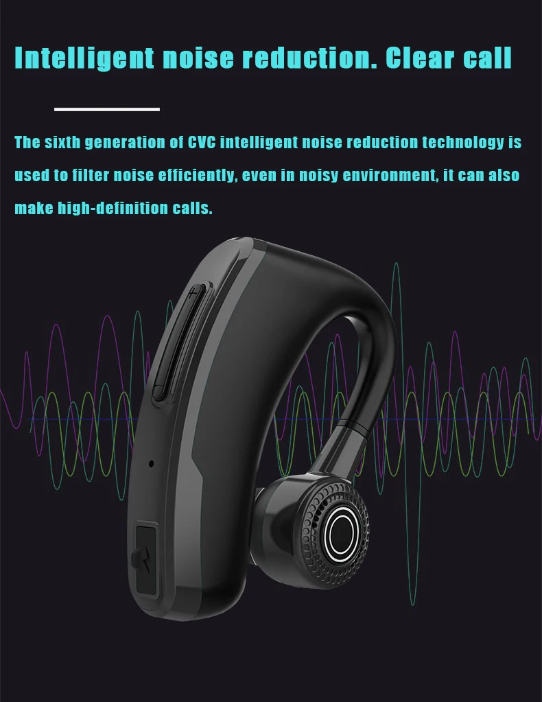 V10 бизнес Bluetooth наушники Быстрая зарядка драйвер Handsfree наушники с микрофоном Голосовая команда Шумоподавление для всех телефонов
