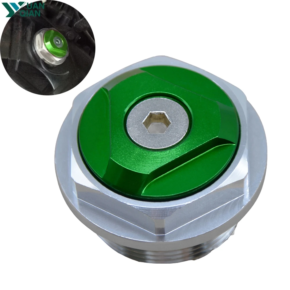 

New Style Motorcycle Stainless Steel Engine Oil Filter Cup Plug Cover Screw For Kawasaki ninja 200 ninja300 green