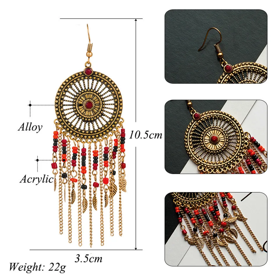 New-bohemian-colorful-acrylic-beads-tassel-earrings-jewelry-2018-Bohemian-big-round-circle-dream-catcher-leaf
