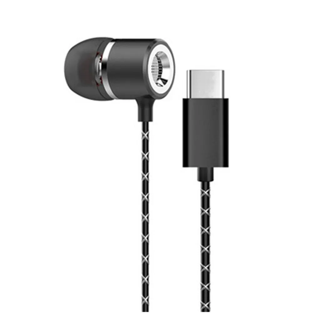 USB Type C Earbud Headphones Extra Bass Noise Cancelling for Xiaomi Huawei