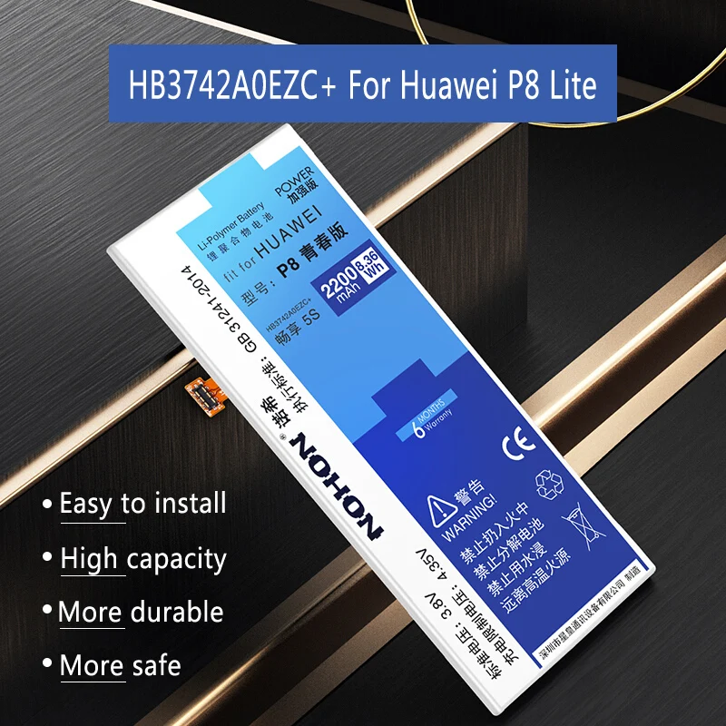 NOHON батарея для Huawei P8 Lite P9 P10 аккумулятор Honor 8 9 5s HB3742A0EZC HB3447A9EBW Замена батареи литий
