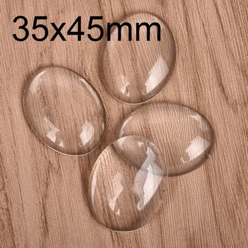 

5pcs/lot 35x45mm Oval Cabochons Transparent Glass Clear Flat Back for DIY Pendant Findings Jewelry Making Handmade Accessories