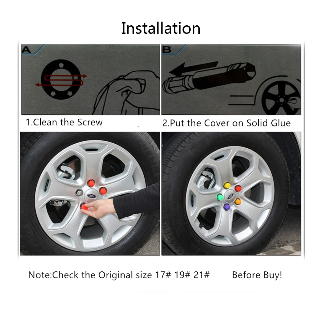 20 x car wheel hub screw cover case cap silicone lug nut bolt decorative wheel hub cover seat car styling emblem rim sticker (11)