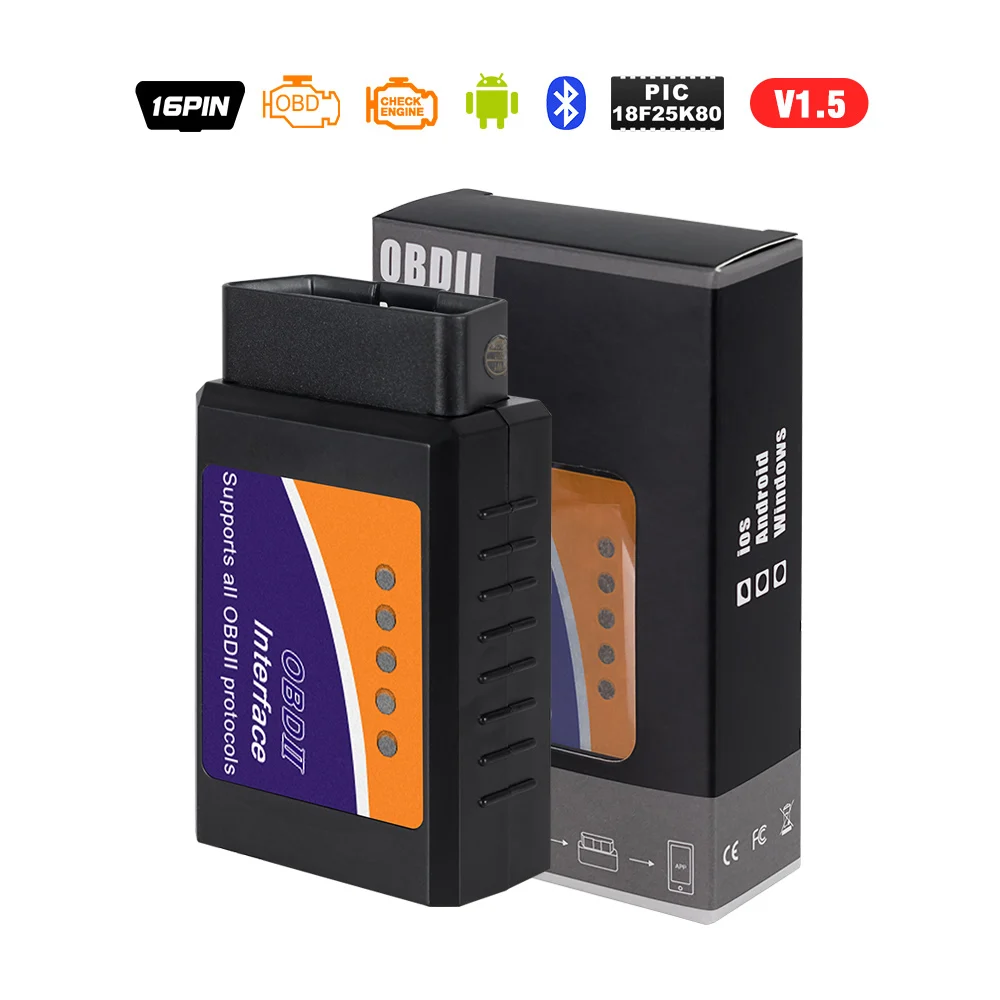 ELM327 мини блютуз V1.5 PIC1825K80 супер мини elm 327Wi-Fi USB Разъем OBD2 V2.1 для Android крутящий момент сканер кодов - Цвет: v1.5 bluetooth