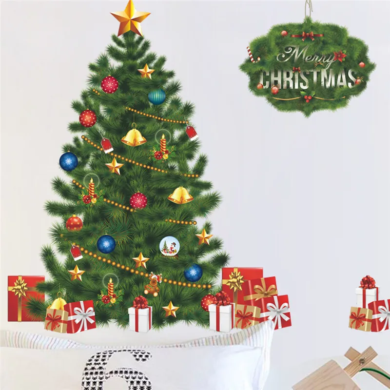 

Christmas Tree Wall Stickers Living Room Bedroom Store Christmas Decor Wall Decals New Year Window Gift Home Decor Mural Poster