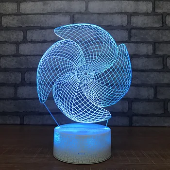 

Creative Windmills Night Lights Colorful Remote Touch switch 3d Light Fixtures White base Lovely 7 color change 3D Lamp