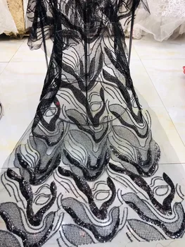 

New coming french net lace fabric SYJ-1818 with sequins elegant embroidered frech net lace fabric