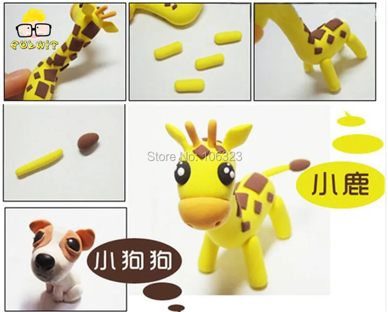 Creativ DIY 12 красочный двойной Playdough Refill чехол с изображением животного детский набор