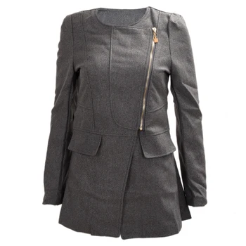 

Women Woolen Winter Warm Zipper Trench Long Coat Jacket Parka Outwear Gray XL