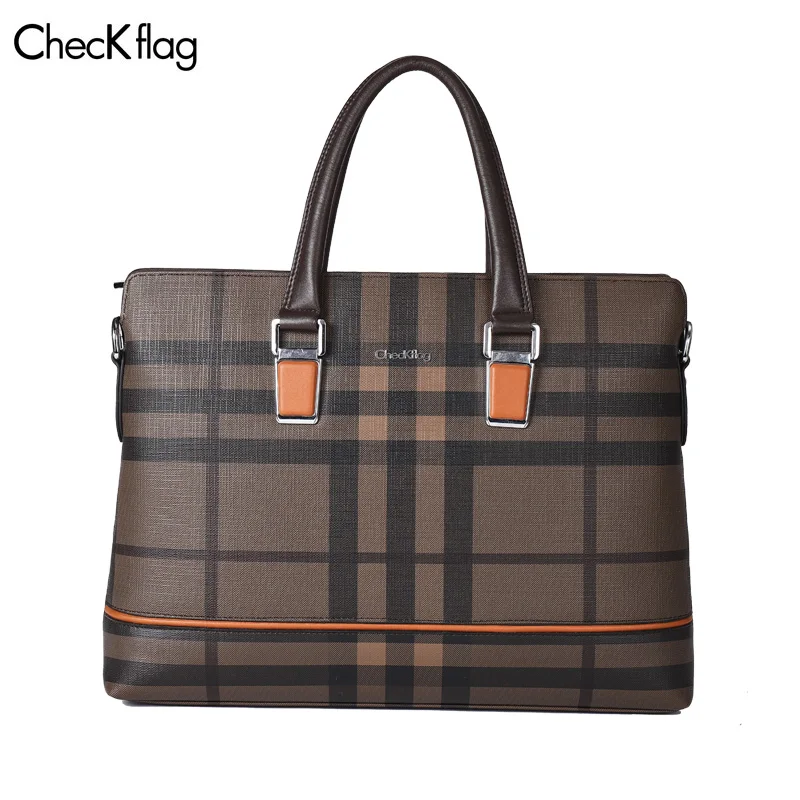 

ChecKFlag Men Briefcase Business Bag Fashion Square Lattice High-Capacity Laptop Bag
