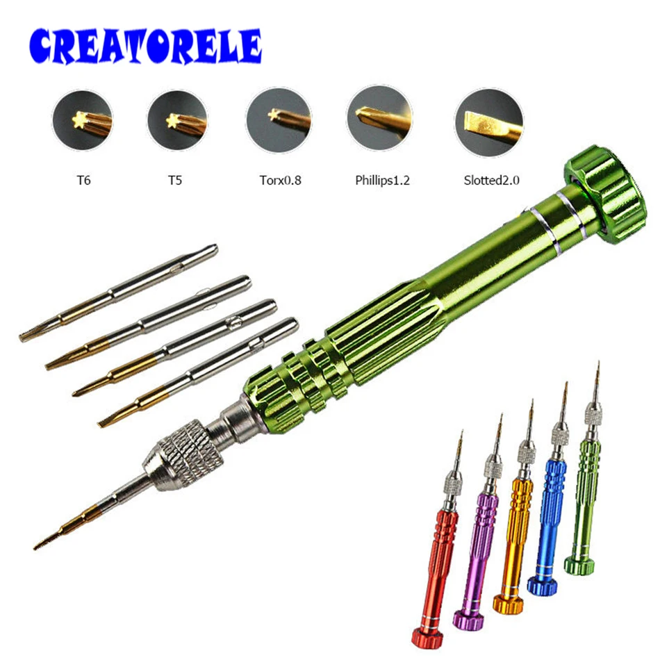

6in1 Screwdriver Set T6 T5 Torx0.8 Phillips1.2 Slotted2.0 Repairing Tool For Ipone Samsung Millet HTC Huawei ZTE Nokia