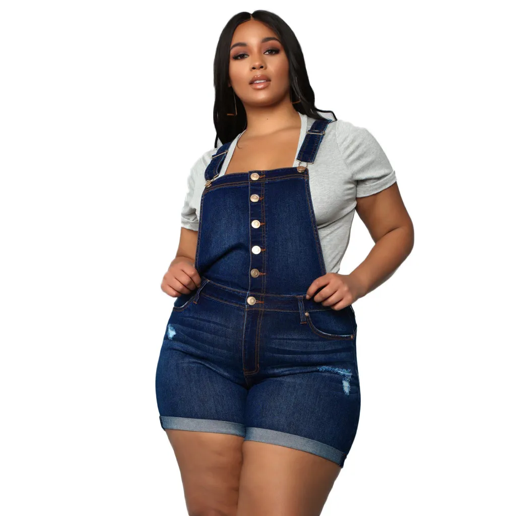 

feitong overalls for women denim playsuit women summer rompers womens jumpsuit shorts kombinezony for women 6#3.5