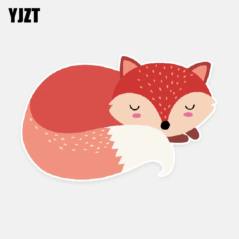YJZT 14 см * 9 милые животные лисы цветные Мультяшные автомобильные наклейки из ПВХ