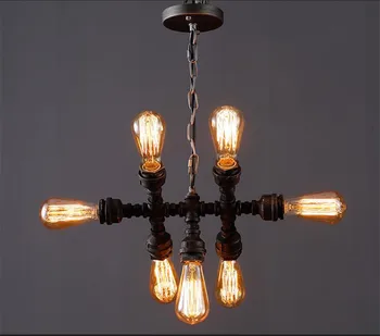 

DIY Classical Pipe Multi head Pendant Chandelier Light lron lamps e27 Edison bulb industrial lighting for bar coffee decoration