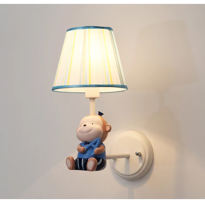 Современный мультфильм обезьяна настенные лампы Арт Деко Русалка огни Креативный светодиодный прикроватный светильник для детей спальня свет настенный декоративный