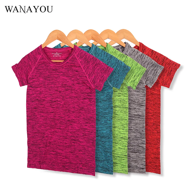 WANAYOU Women Quick Dry Yoga Top Professional Short Sleeve Female Exercises Gym Running T Shirts font