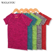 WANAYOU Women Quick Dry Yoga Top Professional Short Sleeve Female Exercises Gym Running T Shirts font