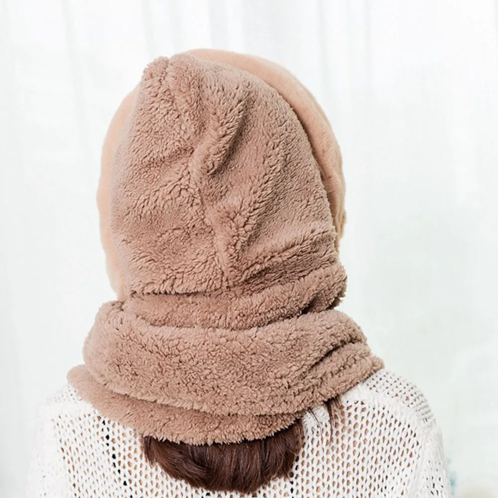 Зимний теплый шарф с искусственным мехом moda mujer шапка меховым воротником и