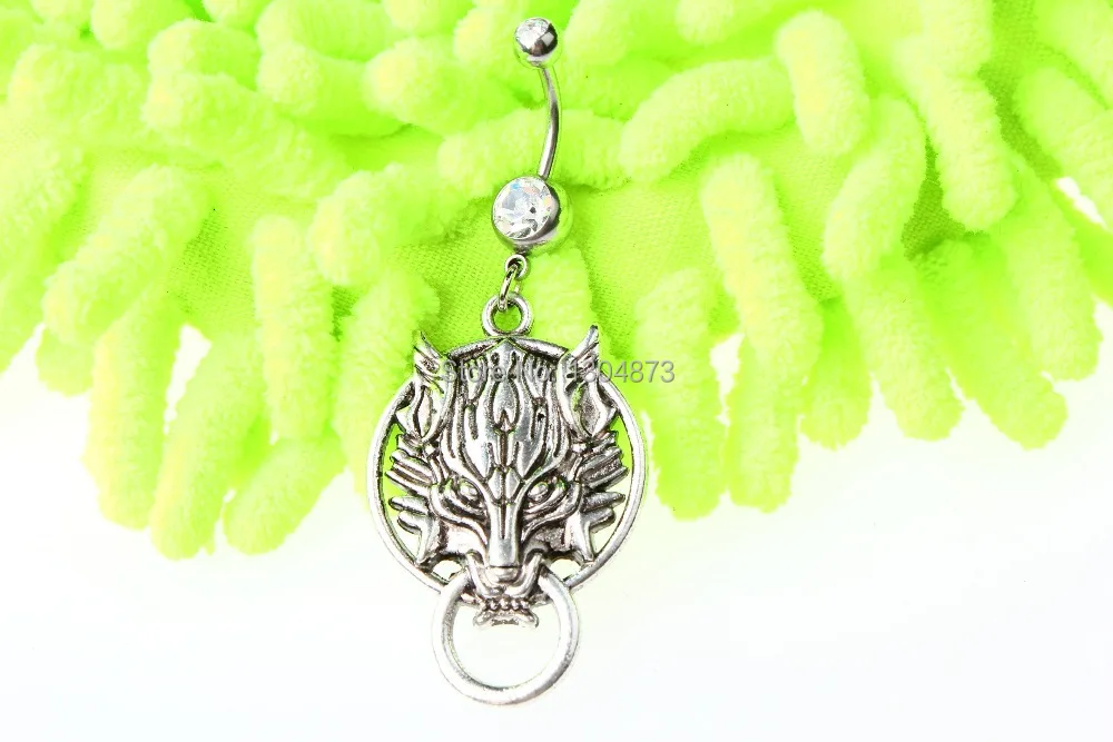 wolf head bellyring with charm chain jewelry | Украшения и аксессуары
