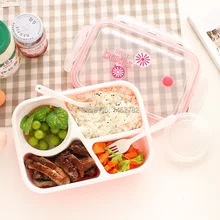 Freies Verschiffen Kinder Lunchbox Lebensmittelqualität Material Mikrowelle Heizung chaos Zinn Drei Grids Mit einem Suppenschüssel Versiegelt Lunchbox Box
