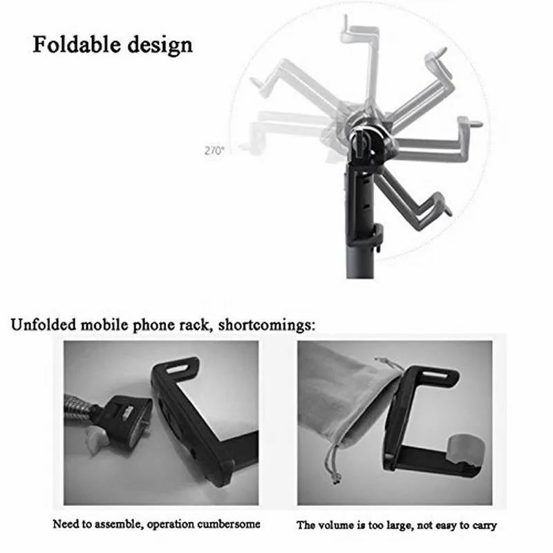 Portefeuille Bluetooth Selfie Mobile Phone Holder Stick Tripod Stand For iPhone 7 Plus 5S 6 6s SE 8 Xiaomi redmi 4x mi6 Monopod (5)