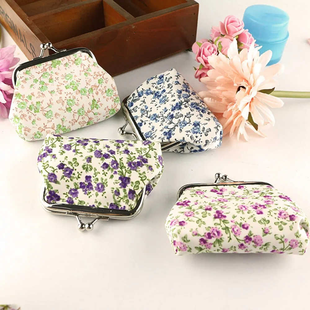 Женская сумка для монет в стиле ретро, винтажный маленький кошелек с цветочным рисунком, сумочка-клатч, Monederos Para Mujer Monedas