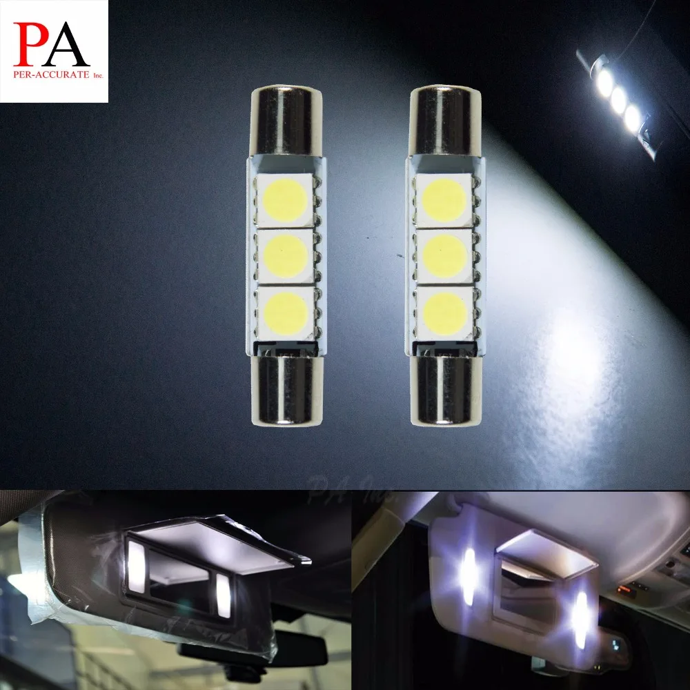 PA LED 10 шт. х Super White Цвет 3smd 5050 Защита от солнца козырек косметическое зеркало предохранитель 29 мм гирлянда 6641 6614 6614f светодиодные лампы 12 В