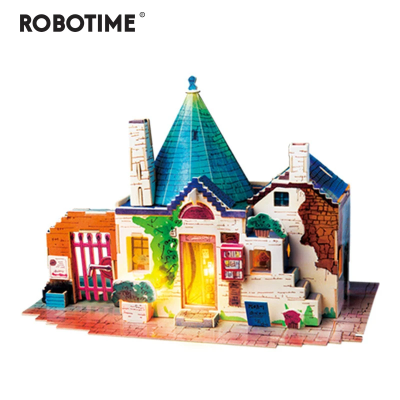 

Robotime New DIY Spring in Italy Doll House with Led Light Children Adult Miniature Wooden Model Building Dollhouse Toy SJ302