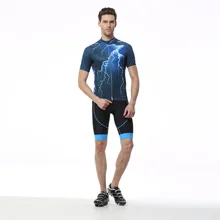 2 цвета летний мужской комплект для велоспорта анти-пот синий молния велосипед Джерси костюм шорты с 3D коврик Спортивная одежда для езды на велосипеде
