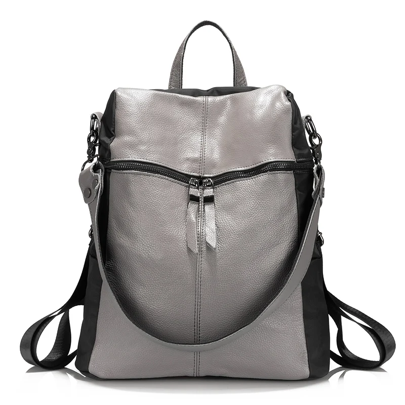 LOVEVOOK брендовый женский рюкзак из натуральной кожи, школьные рюкзаки для девочек-подростков, оксфордская сумка на плечо, вместительные дорожные сумки - Цвет: Gray