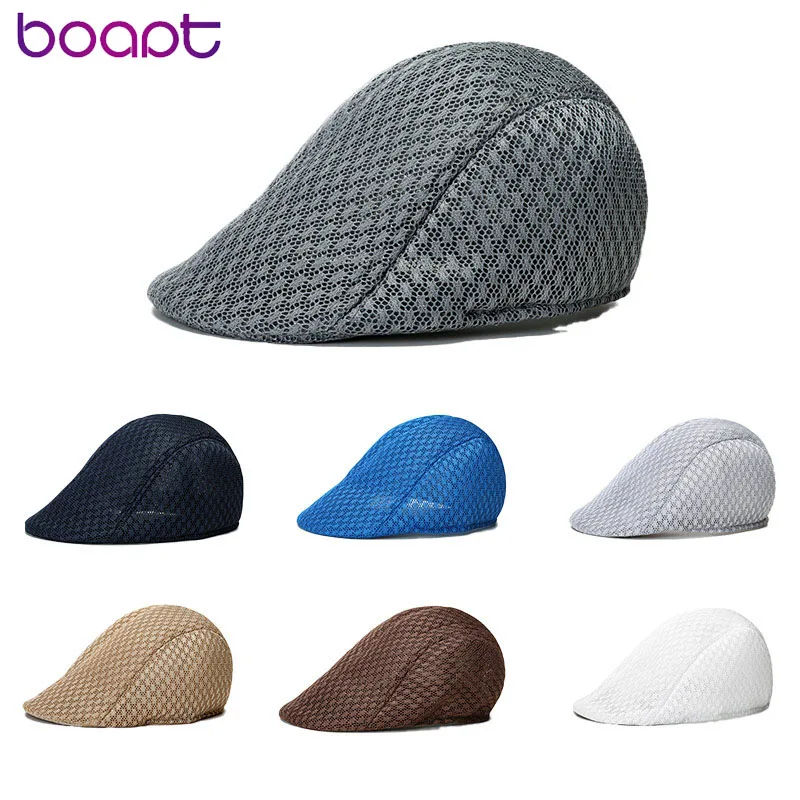 

Lace Men Sun Hats Visors Travel Cool Comfortable Breathable Shade Tennis Berets Hats for Men Solid Color Mesh Male Network Hats
