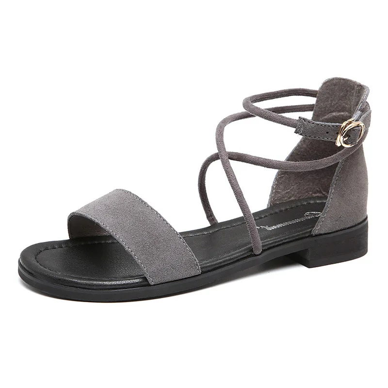 

Sweet Brand Women Shoes Woman Sandals Gladiator Genuine Leather Buckle Solid Cover Heel Square Heel Buckle Leisure Leisure A859A