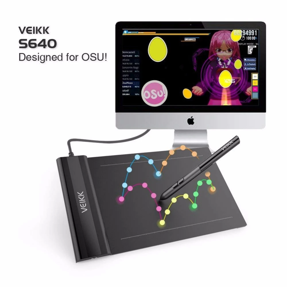 

Digital Drawing Tablets OSU VEIKK S640 Graphic Drawing Tablets 8192 Levels Pen Tablet ON SALE for Artists and OSU! player
