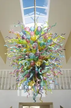 Best Hotel Design Modern Hand Blown Art Glass Large Crystal Chandelier