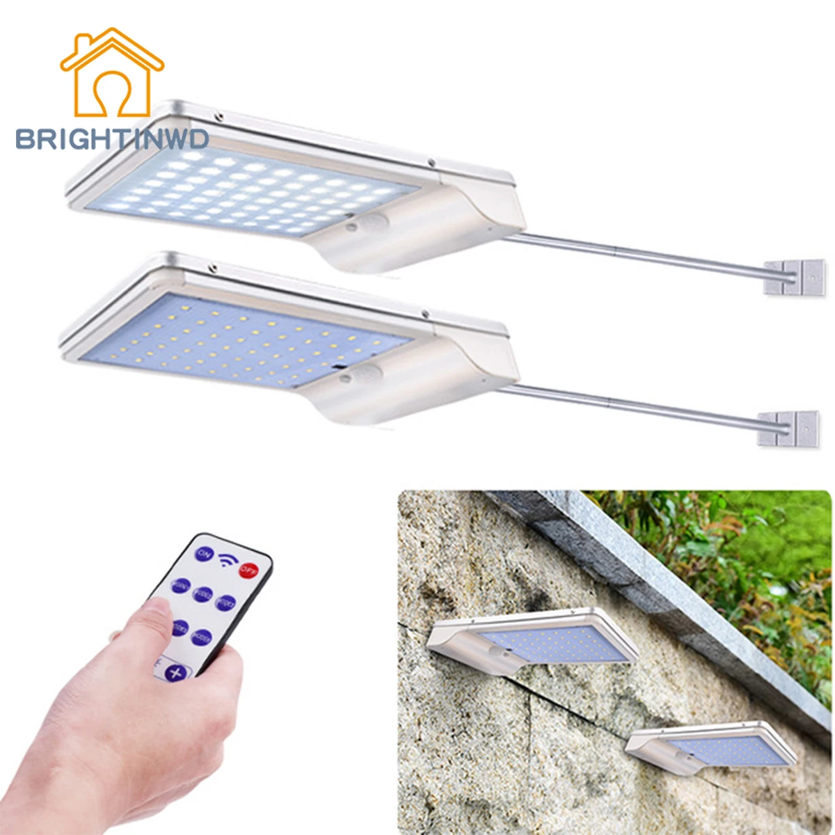 

BRIGHTINWD 56 LED Solar Lights Outdoor Radar Sensor Aluminum Alloy Lamp Wireless Waterproof Security Lightting For Garden Wall
