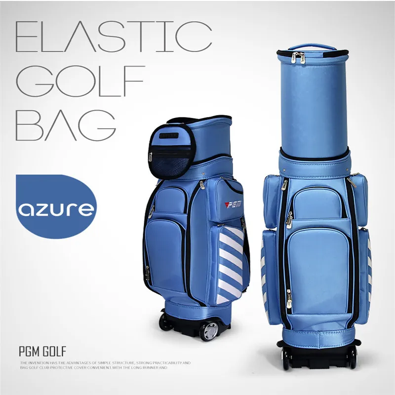 PGM профессиональная Выдвижная сумка для гольфа, большая сумка для хранения, унисекс, для гольфа, авиационный набор, сумки с колесом и дождевик, высокое качество, прочный - Цвет: Azure