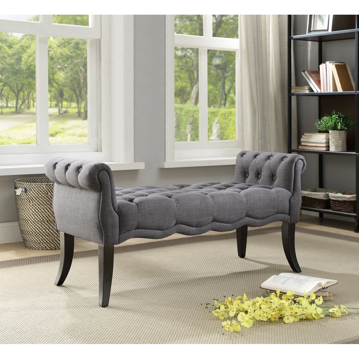 Madison Charcoal Roll Arm Bench