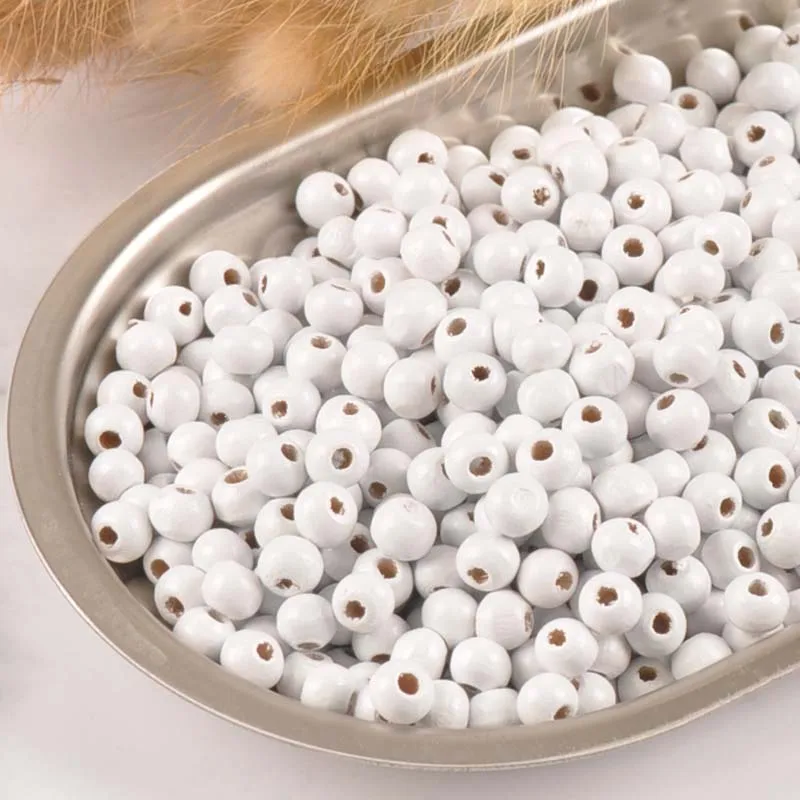 

White Natural Wooden Round Ball Spacer Beads For Jewelry Making 6mm 500Pcs MT0223X