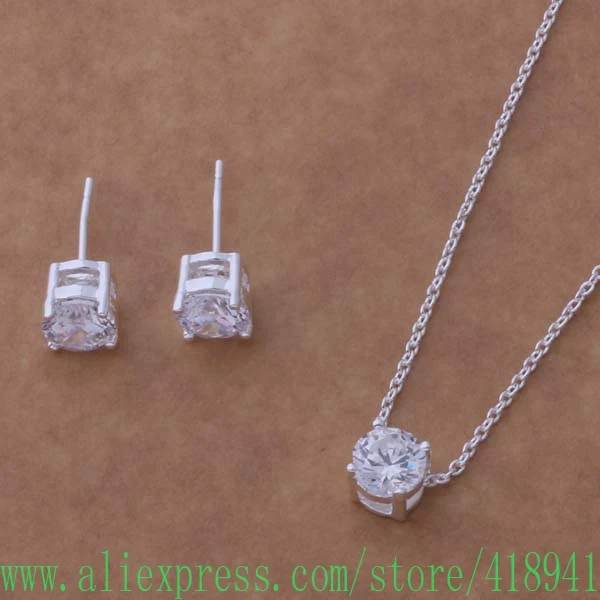 

Silver Plated Jewelry Sets Earring 183 + Necklace 586 /dxuampba aywajqda AS044