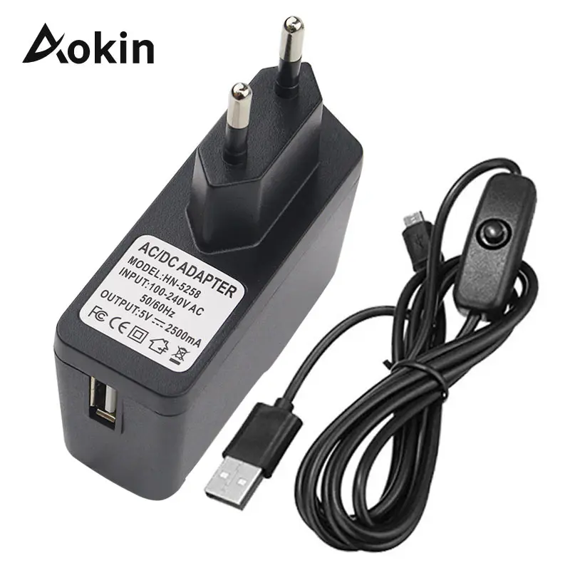 Блок питания для Raspberry Pi 3 5 В 2 А USB зарядное устройство адаптер/переключатель вкл.