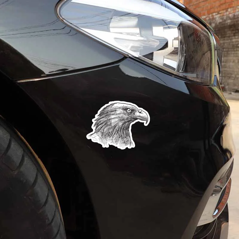 YJZT 14.5CM*10.8CM Stylish Hand Drawn Sharp-eyed Eagle PVC Motorcycle Car Sticker 11-01213