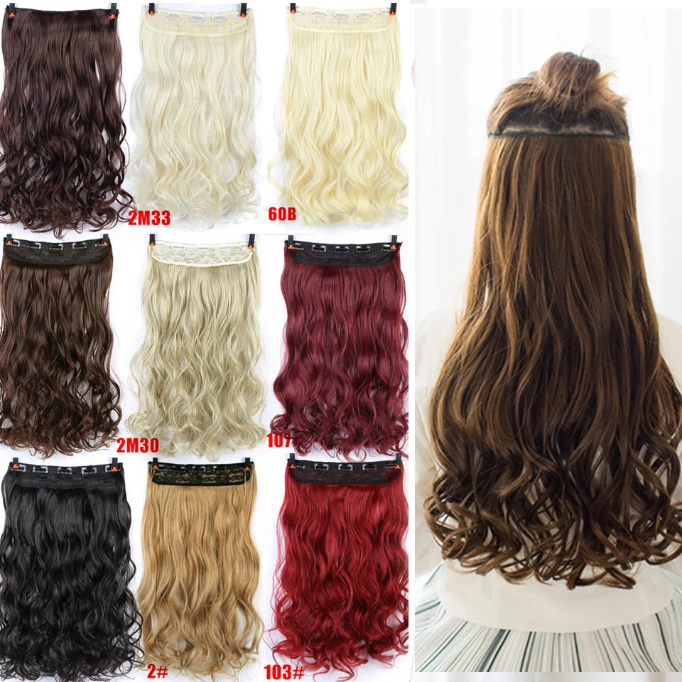 Allaosify 24 "вьющиеся 3/4 Full Head клип в пряди волос чёрный; Коричневый Блондинка натуральным синтетическим одна деталь для человеческие волосы