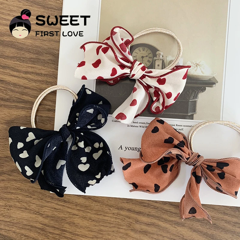

1pcs Korea New Cloth Dot Print Big Bow Elastic Hair Bands For Women Girls Fashion Hair Tools Scrunchies Trendy Hair Accessories