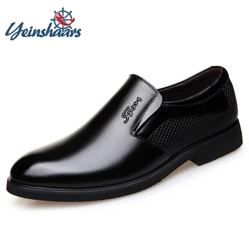 

YEINSHAARS Men's Dress Shoes Classic Leather Men'S Suits Shoes Fashion Slip On Office Shoes Men Flats