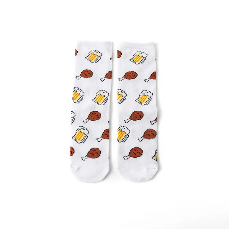 Популярные женские носки, Забавные милые Мультяшные носки с фруктами, бананами, авокадо, лимоном, яйцом, печеньем, пончиками, едой, счастливым японским Харадзюку, скейтбордом - Цвет: C7