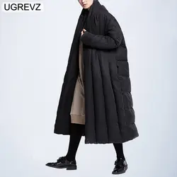 UGREVZ 2018 высокое качество модная женская зимняя куртка женская X-Long белая пуховая парка пальто толстая толстовка зимнее пальто