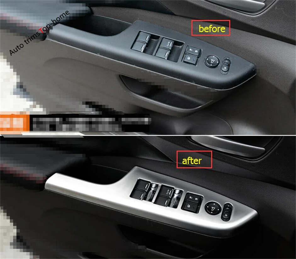 

Yimaautotrims Inside Door Handle Panel Sticker Surround Window Switch Trim 4 Pcs / Set Fit For Honda CRV 2015 2016 ABS