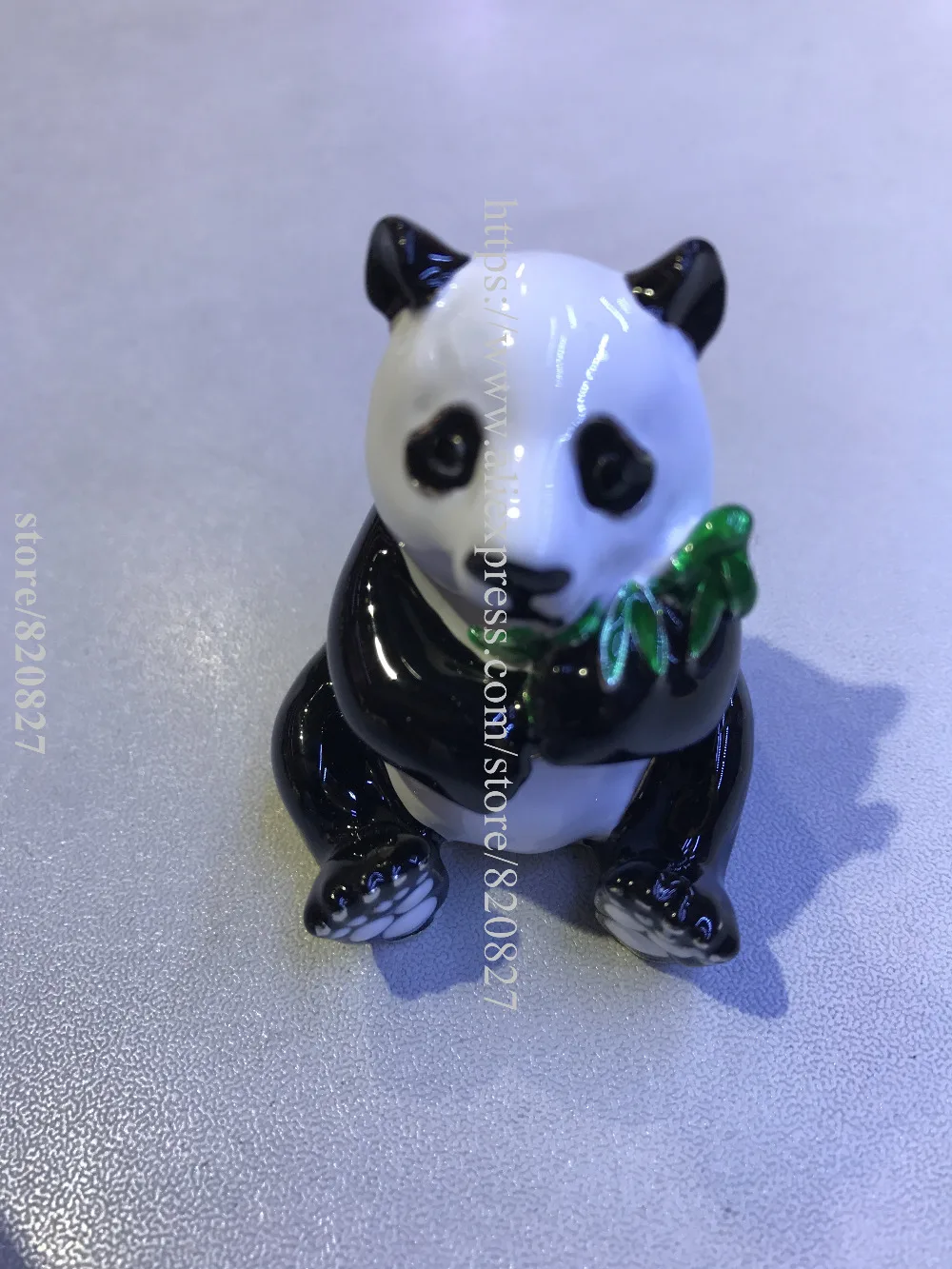 Cute Panda with Bamboo Jewelled Trinket Box Jewelry Box withCrystal, Pill Box Figurine Panda w/ Bamboo Leaf Jeweled Ring Box